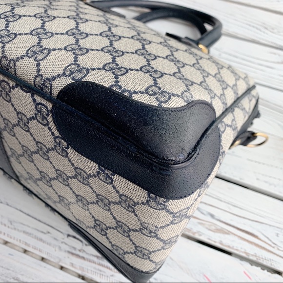 VINTAGE GUCCI NAVY GG BOSTON DOCTOR TOTE BAG - Picture 10 of 14